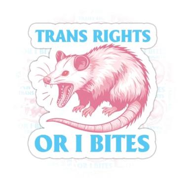 Imagem de 3 peças adesivos Trans Rights Or I Bites adesivos engraçados gambá feminista liberal LGBTQ queer LGBT Pride Sticker Trans Rights Or I Bites decalque para laptop garrafa de água caixa de ferramentas