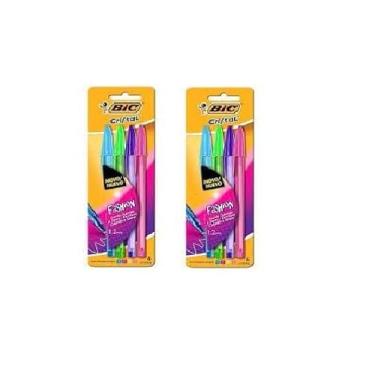 Imagem de kit 8 Canetas Esferográficas Coloridas Bic Fashion