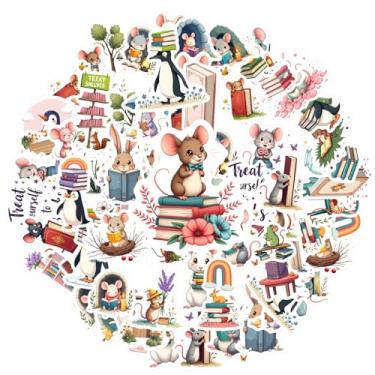 Imagem de 50 pçs mouse pinguim livro planta diy adesivos brinquedo floral pacote de adesivos para telefone faça você mesmo, guitarra, notebook, mala, copo, mala, geladeira, telefone, bagagem, laptop, guitarra