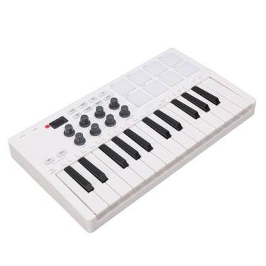 Imagem de Zhjvihx Controlador de Teclado MIDI USB de 25 Teclas Com 8 Pads de Bateria Retroiluminados, Teclado Dinâmico Profissional BT 8 Botões e Produção Musical para Gravação de Computador,