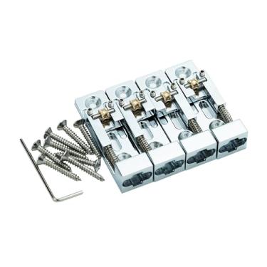 Imagem de Guyker Ponte de baixo individual para baixo elétrico de 4 cordas, peça de reposição GB111 (4 peças, cromada)