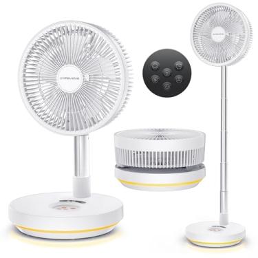 Imagem de Primevolve Ventilador oscilante portátil recarregável, ventilador operado por bateria, altura ajustável, USB, casa, escritório, acampamento, viagem, branco, 25,4 cm