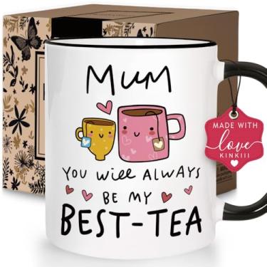 Imagem de Kinkiii Caneca de café engraçada "Best-Tea" presente para mãe, aniversário, Natal, Ação de Graças, Dia das Mães, Canecas de café sentimentais para mãe, canecas fofas presente para mãe, 325 ml