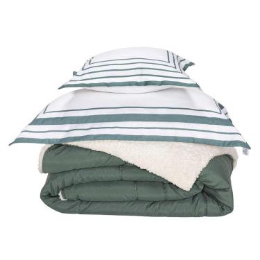 Imagem de Kit Edredom Solteiro Coberdrom Soft Hipercal/sherpa 3 Peças - Verde