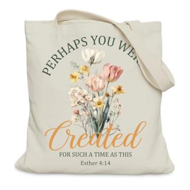 Imagem de LUERHUI Sacola de presentes cristãos estéticos para igreja, bolsa religiosa para estudo da Bíblia, tamanho médio com bolso interno, Esther