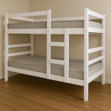 Imagem de Beliche Solteiro Reforçada, Para colchão188x88cm, Escada reforçada, Vira Duas Camas, até 110kg, Barreto Lonçarcci. (Branco)