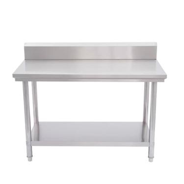 Imagem de Mesa de aço inoxidável para preparação e trabalho, com fundo e prateleira inferior de 15 cm, estação de trabalho comercial, mesa de metal de cozinha (100 x 70 cm)