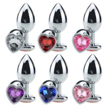 Imagem de Plug Anal Coração Metal Médio Plug Luxo Pedra Brilhante Anatômico Penetráveis PL009M (FRUTACOR)