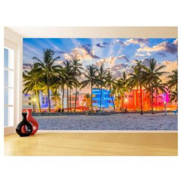 Imagem de Papel De Parede 3D Cidade Miami Brach Praia Luz 3,5M Ncd357 - Você Dec
