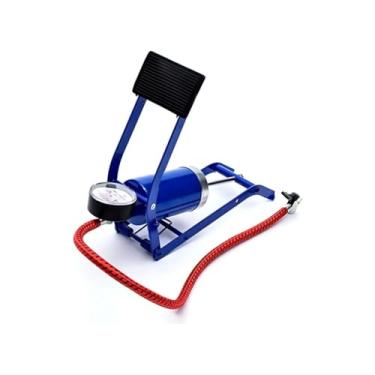 Imagem de Bomba Ar Encher Pneu Bicicleta Moto Carro Pedal Alta Pressao Cor Azul