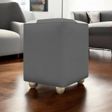 Imagem de Puff Decorativo Quadrado Penteadeira Urban - Cinza-Bege Corino
