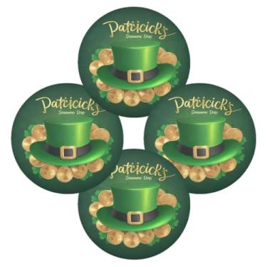 Imagem de ATTX Jogo americano redondo de chapéu de São Patrício para mesa de jantar, jogo americano de decoração do dia de São Patrício, tapetes para mesa de cozinha, conjunto para 4#188