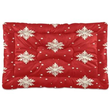 Imagem de Blueangle Flocos de neve brancos ultra macios e calmantes cama para cães pequenos, cama retangular confortável para animais de estimação, 61 x 46 cm (24 x 18 polegadas) (461)