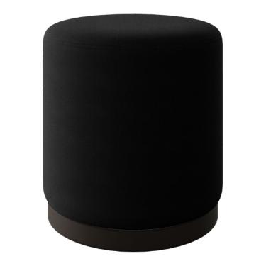 Imagem de Puff Banco Decorativo Orgânico Living Redondo Marí 41x46cm Veludo Preto - Desk Design