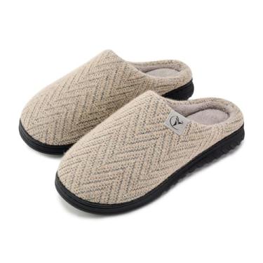 Imagem de Chinelos masculinos de espuma viscoelástica com forro de malha antiderrapante para uso interno e externo, Bege/prata/arame, 5-6 Women/4-5 Men