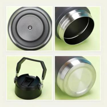 Imagem de Garrafa Térmica de Aço Inoxidável com Canudo, 650ml, Azul Petróleo, Tampa Flip, Mantém Temperatura por 8 Horas (Branco)