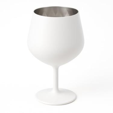 Imagem de Taça Térmica Copo Inox 2 Em 1 410ml Com Haste Removível Gin Vinho Drink Efeito Prismático Brilhante Gelada (Branco)