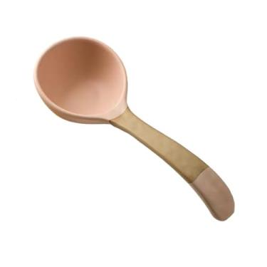Imagem de Concha de sopa Colher de sopa grande cerâmica vintage sobremesa colorida Colheres jantar com cabo longo porcelana anti-escaldadura para, molho para comer aperitivos cereais(Pink)