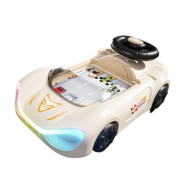 Imagem de YIJU Volante de carro de brinquedo para brincar de dirigir, portátil, educativo, jogo de simulação de direção para crianças a partir de 3 anos, Marrom Bege