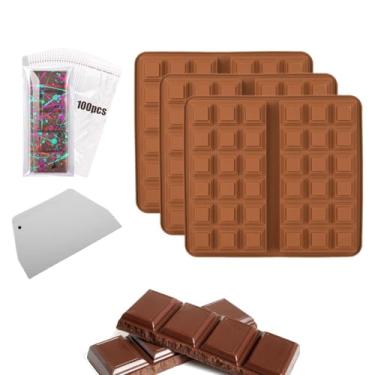 Imagem de Forma De Silicone Para Tabletes De Chocolate | Formos De Silicone Para Cozinhar E Confeitaria,Formos Para Doces E Sobremesas,Para Festas Cozinha Microondas Congelador E Forno De Chocolate E Bolachas