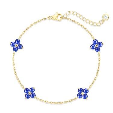 Imagem de ZNBOH Pulseiras femininas de ouro com pedra do mês de nascimento, não manchadas, banhado a ouro 14K, trevo, delicada, empilhável, vermelho, verde, pulseiras de corrente de amizade, presente de Natal