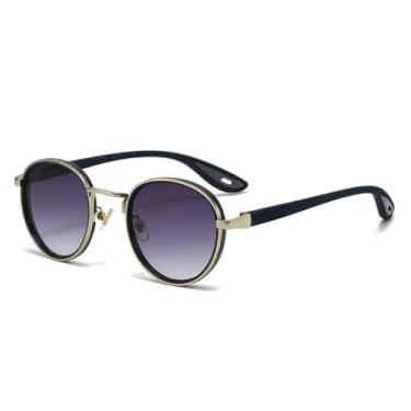 Imagem de JRLLFD Óculos de sol vintage para atividades ao ar livre, redondos, fashion, plástico, titânio, masculino, uv400, feminino (YH)