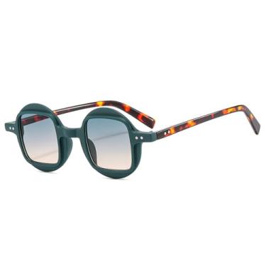 Imagem de Óculos de Sol Redondos Bicolores Estilo Punk Masculino com Lentes Transparentes Degradê e Rebites para Mulheres, Proteção UV400, Ideais para Esportes ao Ar Livre, Corrida e Ciclismo, Cor Verde Chá Ver