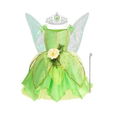 Imagem de Fantasia De Fada Tinkerbell Para Meninas Vestido De Verão Cosplay De P