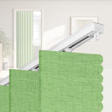 Imagem de JILRON Cortina de porta sanfonada, suporte de trilho de cortina adesiva, 100% blackout para portas sanfonadas, divisória de quarto, porta temporária, portas de armário, verde 139,7 cm L × 192,7 cm C,