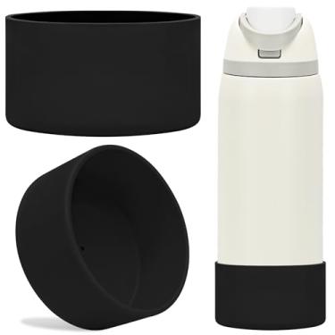 Imagem de TQONEP 2 peças de bota de silicone para garrafa de água Owala 680 g 947 ml, capa protetora antiderrapante para garrafa de água de aço inoxidável Flip/Twist/FreeSip (preta, 946 ml)