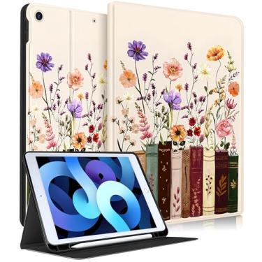 Imagem de Wazzasoft for iPad 9th/8th/7th Generation Case 10.2 Inch - Women Girls Cute Smart Folio Cover (Auto Wake/Sleep) with Build-in Pencil Holder for Apple Tablet Soft TPU Protective Cover,Painting Flowers