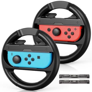 Imagem de Switch 2 Steering Wheels Compatible with Nintendo Switch 2 (2025)/ Switch/ OLED JoyCons, Racing Wheels for NS Mario Kart World/ 8 Deluxe with Anti-Slip Grip, NS2 Racing Games Accessories-2 Packs Black