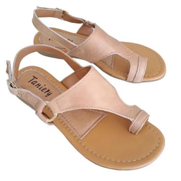 Imagem de Sandalia Rasteira Feminina de Dedo (bege, BR, Adulto, Numérico, M, 34)