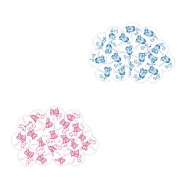 Imagem de Whaline 60 peças de botões de revelação de gênero branco azul rosa roupas de bebê equipe menino ou menina crachás de botão para aniversário chá de bebê festa suprimentos de jogos
