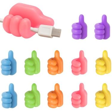 Imagem de Pacote com 12 clipes de cabo de silicone para polegar, suportes de cordão divertidos e ganchos de parede para mesa, carro ou casa — Organizador de fios multiuso, solução de gerenciamento de chaves e