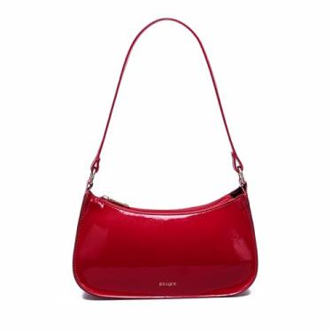 Imagem de JOLLQUE Bolsa de ombro pequena para mulheres, bolsa de couro sintético envernizado, mini bolsa clutch quadrada bolsa transversal, Vermelho, Small