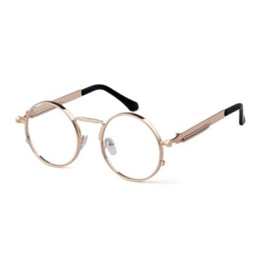 Imagem de HCHES Óculos de Sol Vintage Redondos Steampunk Masculino Feminino Clássico Marrom UV400 para Homem e Mulher (5)