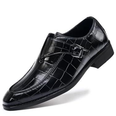 Imagem de Mocassim masculino com alça de monge, mocassim de smoking sem cadarço para homens, formal, negócios, casual, Preto, 42