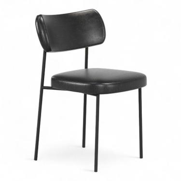 Imagem de Cadeira Sala De Jantar Lila Estofada Com Encosto Couríssimo Preto - Desk Design