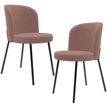 Imagem de Kit 2 Cadeiras Sala De Jantar Estofada Gavi L02 Suede Rosê - Lyam Decor