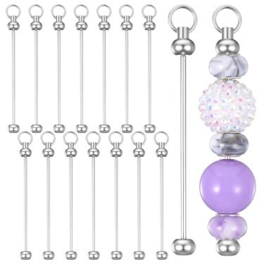 Imagem de Sibba Porta-chaves com contas em branco, 15 peças, metal a granel, faça você mesmo, chaveiro focal, berloques, prata, criativo, fofo, para fazer barras, suprimentos para pingentes, artesanato, joias