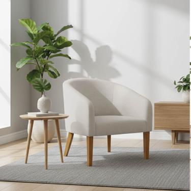 Imagem de Poltrona Sala Decorativa Stella Pé Madeira Trapézio Castanho Linho Cinza D03 - D'Rossi