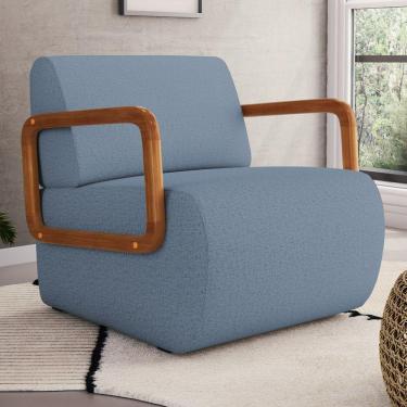 Imagem de Poltrona Decorativa Orgânica Living Kavya Linho Denim - Desk Design