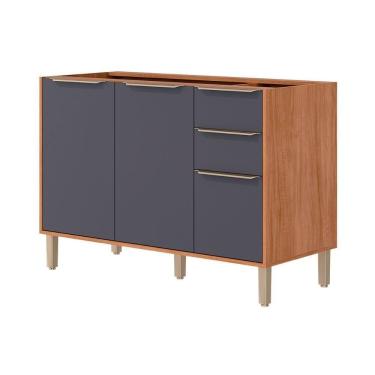 Imagem de Módulo Cozinha Mgm Divina Balcão C- 3 Portas E 2 Gavetas S-tampo 120cm Cinamomo-titanium-mgm