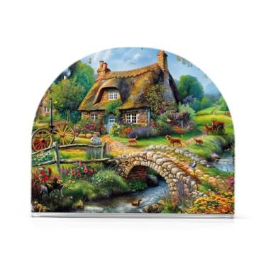 Imagem de Suporte de guardanapo de jardim Life in Cottage para guardanapos de jantar, suporte de guardanapo de acrílico para cozinha, suporte de guardanapo vertical para decoração de mesa de sala de jantar, uso