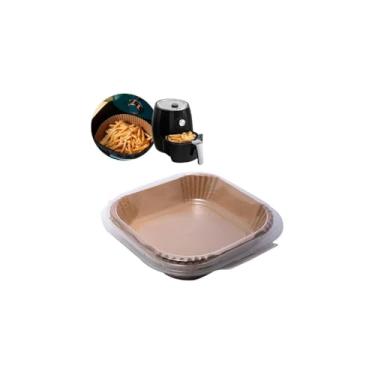 Imagem de Formas Descartáveis para Air Fryer, 50 Unidades, 16cm Diâmetro x 4,5cm Altura, Bege, Papel, Temperatura Máxima 220º, para Air Fryers 3 a 5 Litros