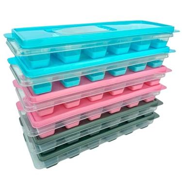 Imagem de Kit Com 2 Formas De Gelo Com Tampa e Fundo Silicone 12 Cubos Novidade (Sortido)