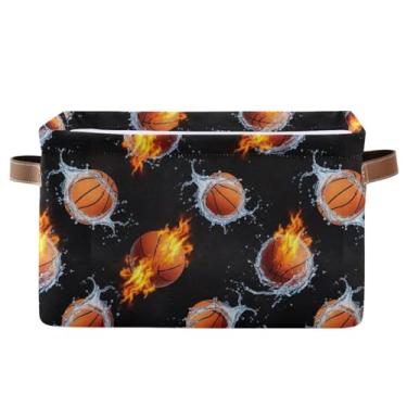 Imagem de Cestas de prateleira de 36 cm com alças – caixa de armazenamento dobrável de tecido de lona para escritório em casa, quarto, basquete, preta, 1 pacote