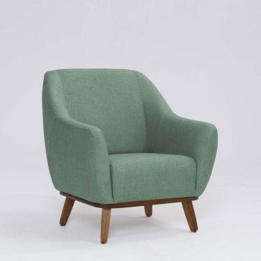 Imagem de Poltrona Decorativa Pauline D07 Base Madeira Linho Mescla Verde - D`rossi