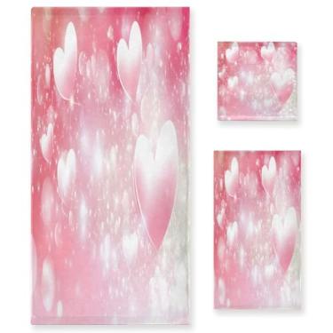 Imagem de Wassud Conjunto de 3 toalhas de banho abstratas para o dia dos namorados, toalhas super macias e absorventes para banheiro, toalhas de banho de secagem rápida, toalha de banho para academia, spa